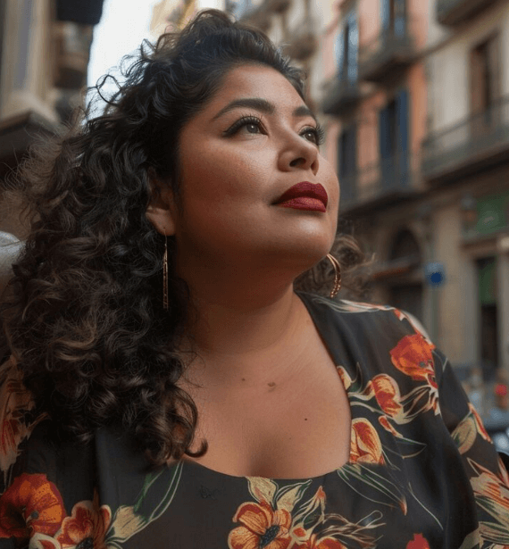 Indian BBW woman looking confident in a chic outfit